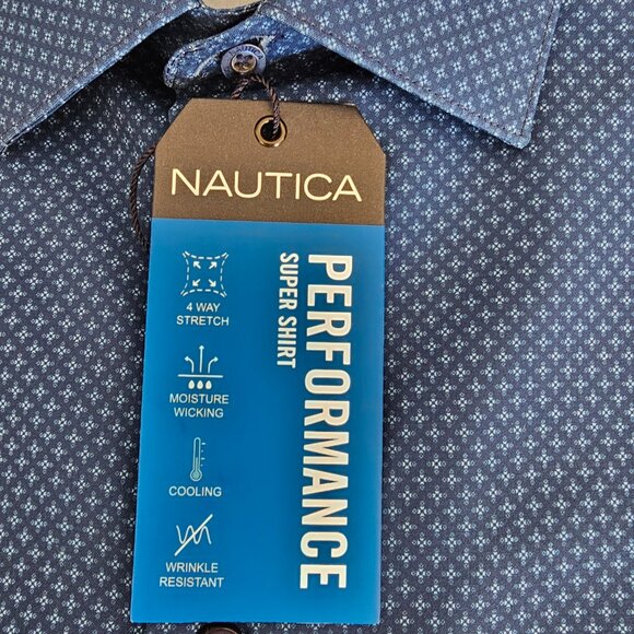 NAUTICA MEN'S SOFT SLIM FIT PERFORMANCE SUPER DRESS SHIRT - SIZE  L (16-16.5) - Picture 7 of 7